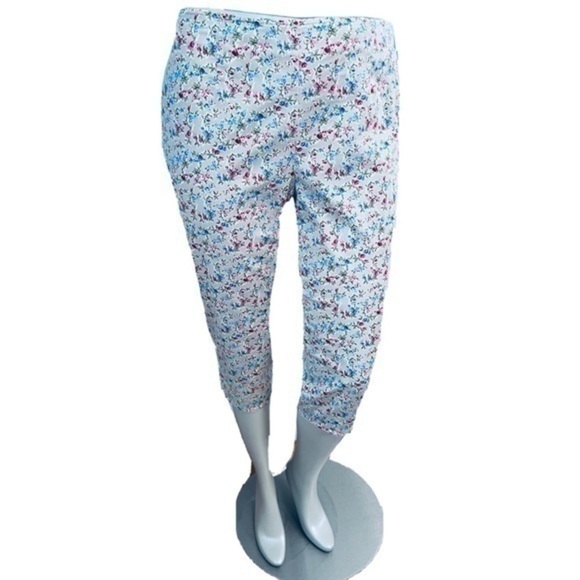 Covington Floral Capri Pants Capris Flowers Stretch Side Zip 16 Petite - Picture 3 of 7